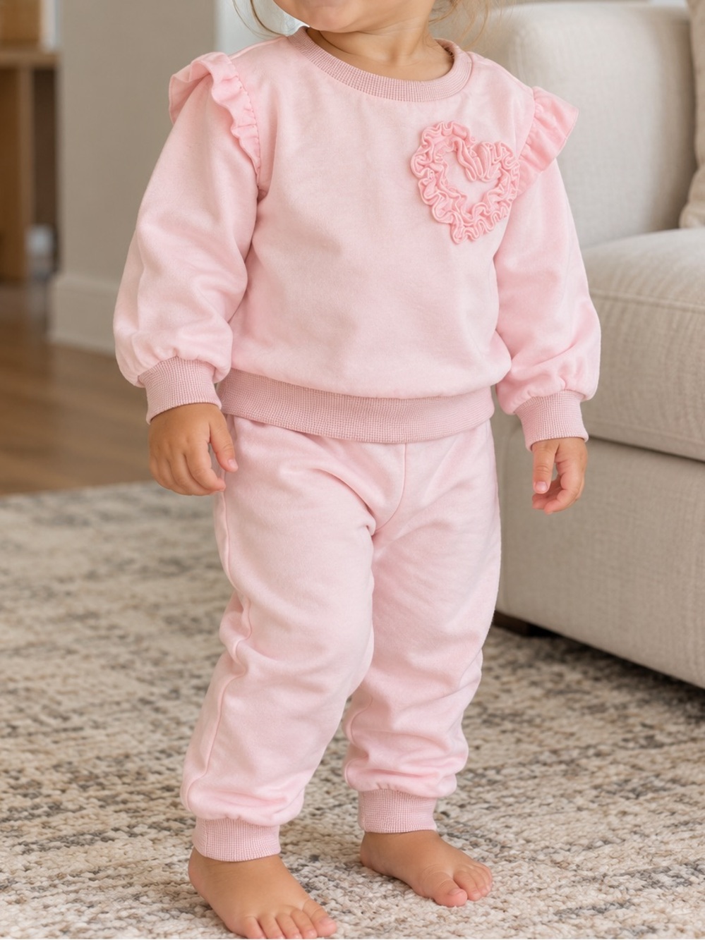 First Impressions by Macy’s Baby Girl Pink Heart Sweatshirt Jogger Set 18M